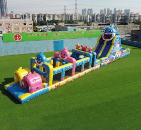 T7-4861 Curso de Obstáculos Inflável Tema Baby Shark