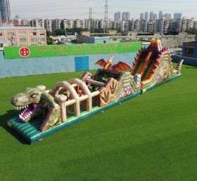T7-4890 Curso de Obstáculos Inflável com Tema de Dinossauro
