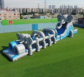 T7-4902 Curso de Obstáculos Inflável com Tema de Elefante
