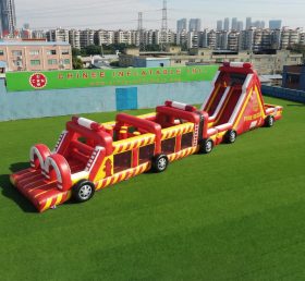 T7-4907 Curso de Obstáculos Inflável com Tema de Caminhão de Bombeiros
