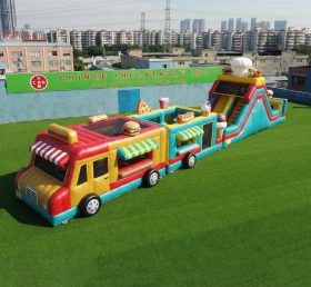 T7-4909 Cursos de Obstáculos Infláveis com Tema de Food Trucks