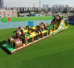 T7-4940 Curso de Obstáculos Inflável com Tema de Macaco