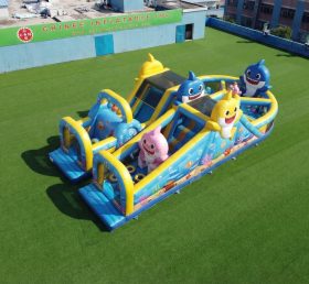 T7-5029 Cursos de Obstáculos Infláveis Tema Baby Shark
