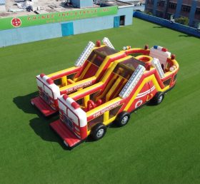 T7-5072 Curso de Obstáculos Inflável com Tema de Caminhão de Bombeiros