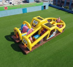 T7-5153 Curso de Obstáculos Inflável com Tema SpongeBob