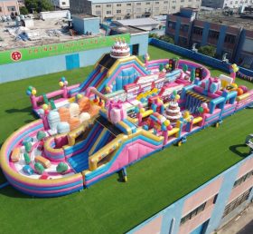 T7-5192 Pista de Obstáculos Inflável Gigante com Tema de Aniversário Desafiadora