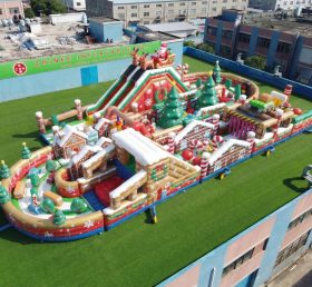 T7-5194 Curso de Obstáculos Inflável Gigante com Tema de Natal Corrida Desafiadora