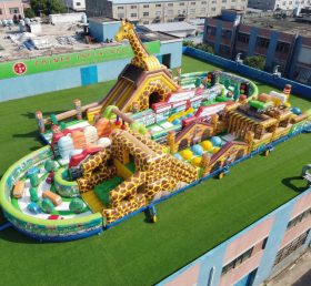 T7-5195 Curso de Obstáculos Inflável Gigante com Tema de Girafa Corrida Desafiadora