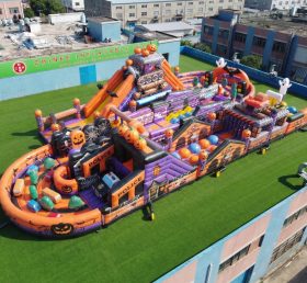 T7-5196 Curso de Obstáculos Inflável Gigante com Tema de Halloween Corrida Desafiadora