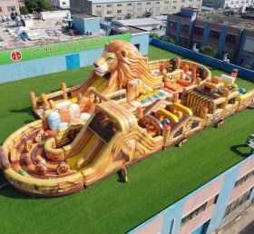 T7-5198 Percurso de Obstáculos Inflável Gigante com Tema de Leão Desafio de Corrida