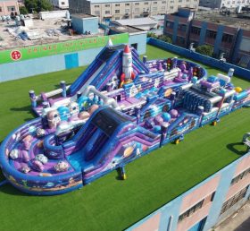 T7-5204 Curso de Obstáculos Inflável Gigante com Tema Espacial Corrida Desafiadora