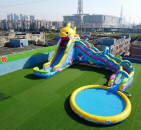 GS2-107 Tema Baby Shark Escorregador Aquático Gigante Inflável