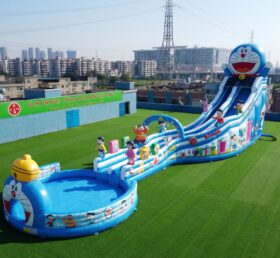 GS2-128 Escorregador Aquático Inflável Gigante com Tema Doraemon
