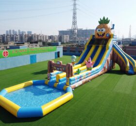 GS2-188 Escorrega Aquático Inflável Gigante com Tema Bob Esponja