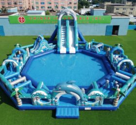 Pool3-866 Parque Aquático Inflável com Tema de Golfinho