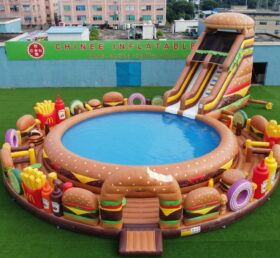Pool3-876 Parque Aquático Inflável com Tema de Hambúrguer