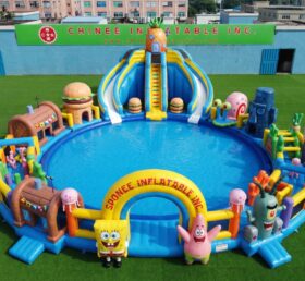 Pool3-908 Parque Aquático Inflável com Tema Bob Esponja
