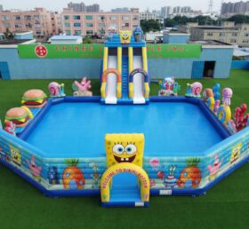 Pool3-909 Parque Aquático Inflável com Tema do Bob Esponja
