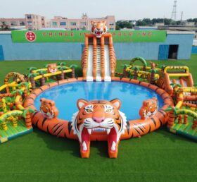 Pool3-916 Parque Aquático Inflável com Tema de Tigre
