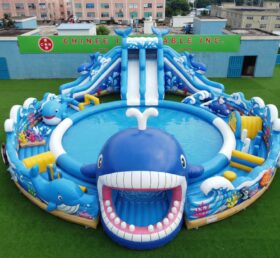 Pool3-922 Parque Aquático Inflável com Tema de Baleia