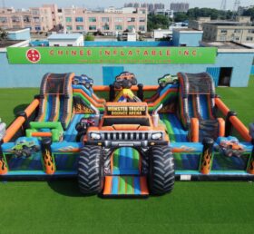 T2-7136 Pula-Pula Inflável com Tema de Caminhões Monstro