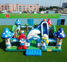 T2-7165 Pula-Pula Inflável Tema dos Smurfs