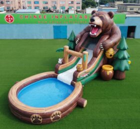 T8-6105 Escorrega Aquático Inflável Tema de Urso