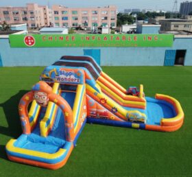 T8-6110 Escorrega Aquático Insuflável com Tema Blippi Wonders