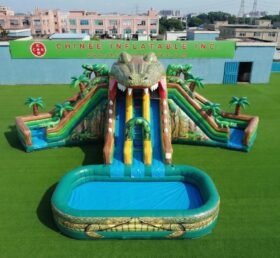 T8-6129 Escorregador Aquático Inflável com Tema de Crocodilo