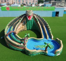 T8-6130 Escorrega Aquático Inflável com Tema de Crocodilo