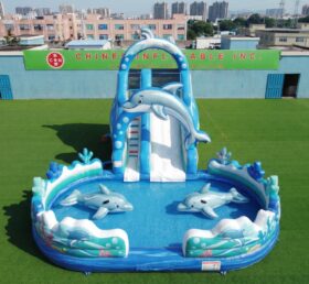 T8-6134 Escorrega Aquático Inflável Tema Golfinho