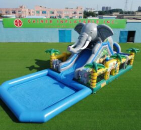 T8-6143 Escorrega Aquático Inflável com Tema de Elefante