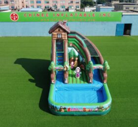 T8-6170 Escorregador Aquático Inflável Tema Masha e o Urso