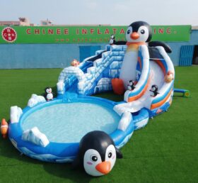 T8-6187 Escorregador Aquático Inflável com Tema de Pinguim