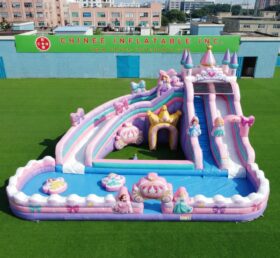 T8-6196 Escorrega Aquático Inflável com Tema de Festas de Princesas