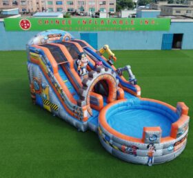 T8-6201 Escorregador Aquático Inflável com Tema Rusty Rivets