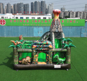 T2-4103G Pula-pula Inflável com Tema de Dinossauro e Escorregador