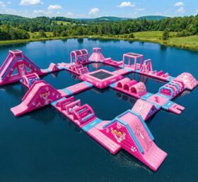 S917 Parque Aquático Inflável com Tema Pantera Cor-de-Rosa