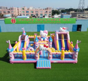 T2-8965 Castelo Pula-Pula Inflável Hello Kitty com Duplo Escorregador