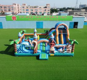 T2-8986 Moana Aventura no Oceano Inflável Combo Escorregador Pula-Pula
