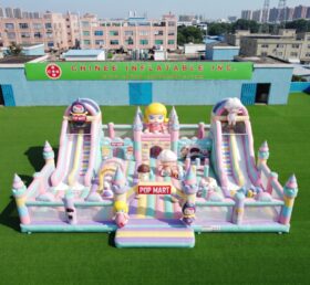 T2-8995 Combo Inflável de Castelo Pula-Pula Tema Pop Mart com Duplos Escorregadores