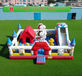 T2-9002 Pula-pula Inflável Temático do Snoopy com Escorregador