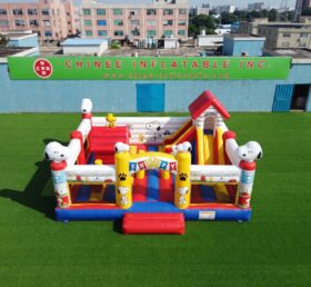 T2-9003 Pula-pula Inflável com Tema Snoopy e Escorregador