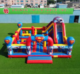 T2-9011 Pula-Pula Inflável Temático do Superman com Escorregador