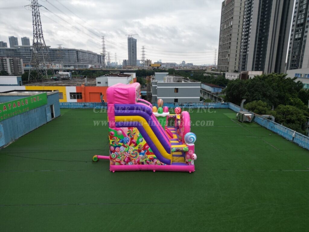 T6-8488B Candy-Themed Inflatable Fun City Slide Combo